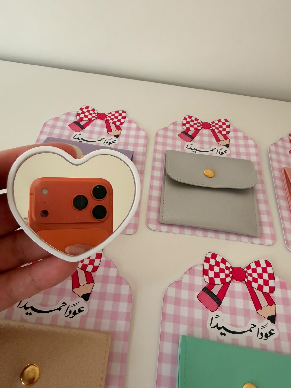محفظة ميني مع مرآة قلب | Mini Wallet & Heart Mirror Set
